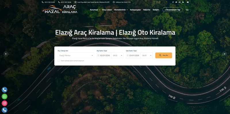 Elazığ Araç Kiralama Web Sitemiz Sizlere Daha İyi Hizmet İçin Yayınlandı !